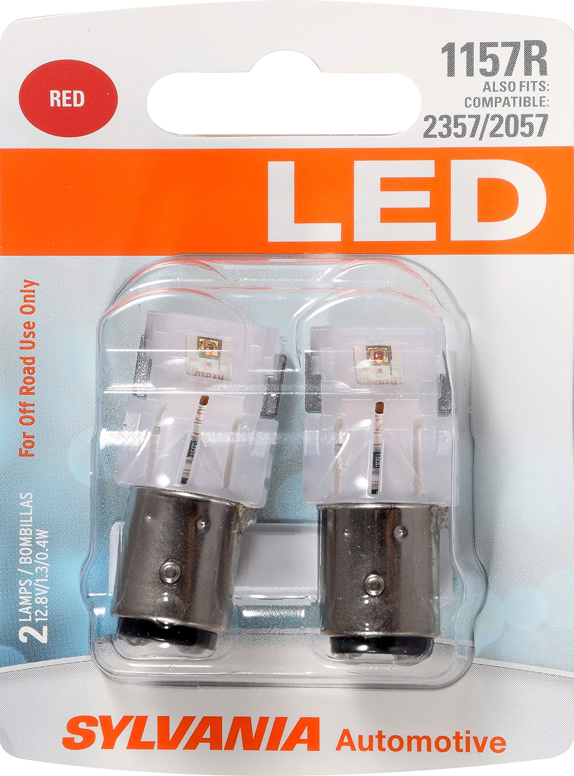 SYLVANIA - 1157 LED Red Mini Bulb - Bright LED Bulb, Ideal for Stop and Tail Lights (Contains 2 Bulbs)